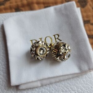 Authentic Christian Dior Tribales Crystal Bronze Tone Earrings